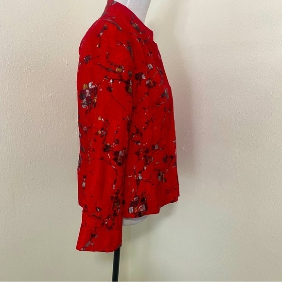 Erin London Women’s Beautiful Vintage Floral Blazer Medium Red/Black/Gold EUC - Picture 3 of 9